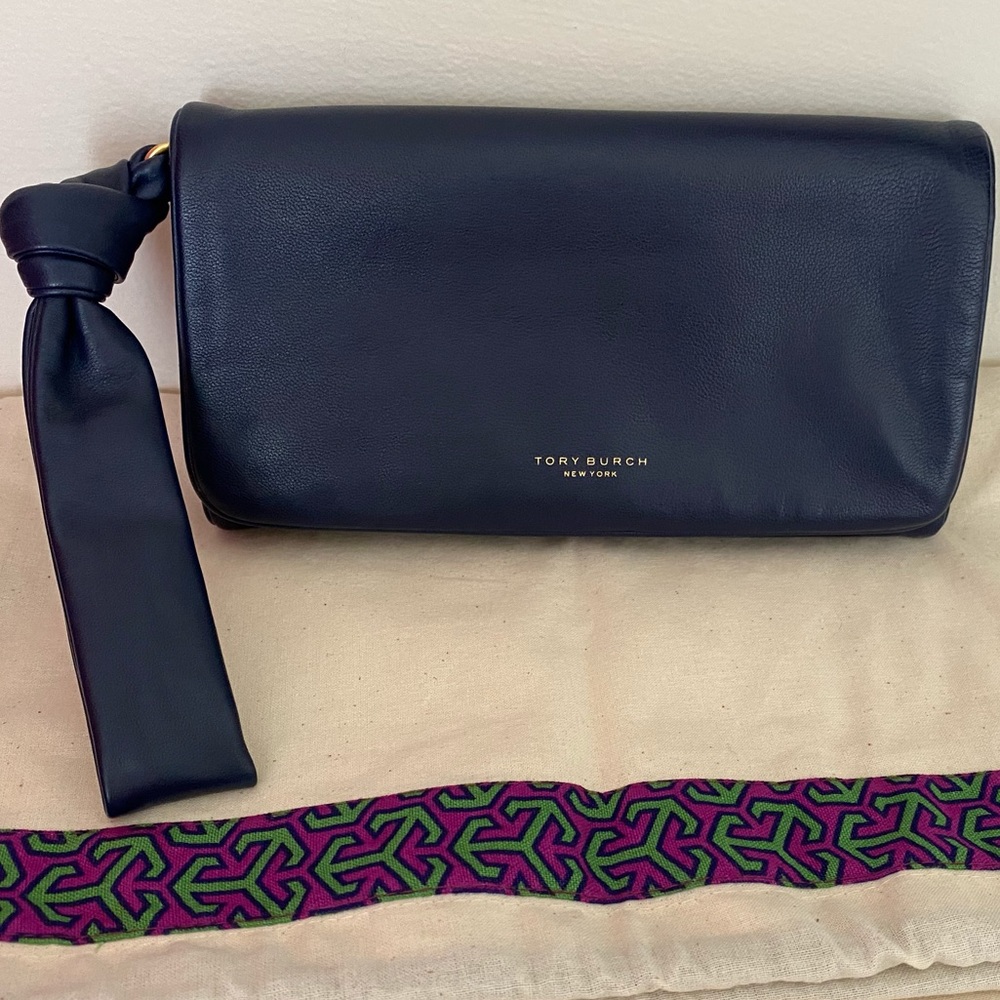 Tory Burch Navy Blue Beau Wristlet